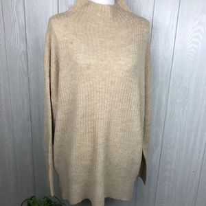 Cremieux soft knit beige tunic sweater high neck